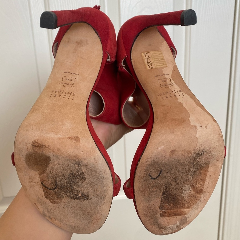 Stuart Weitzman Red Suede Heels - Picture 4 of 16